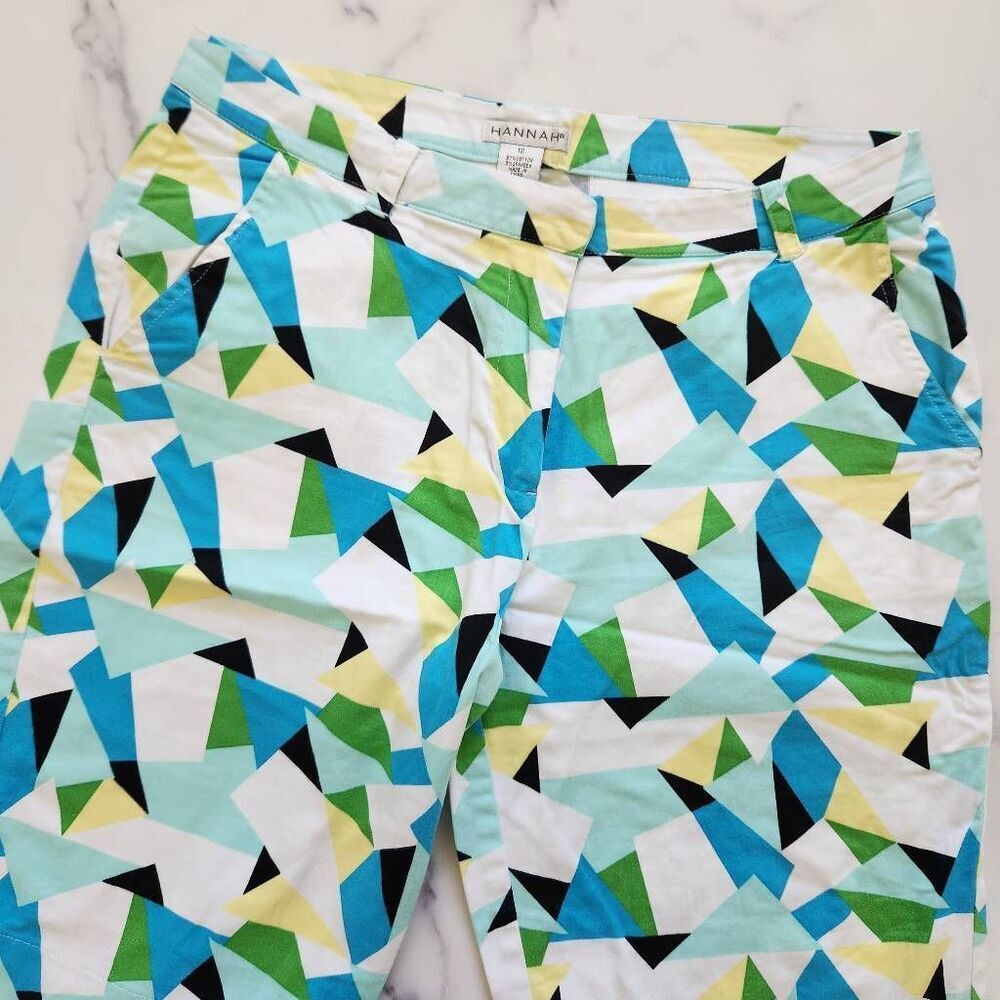 Hannah womens size 12 geometric bright spring dress pants 36" waist
